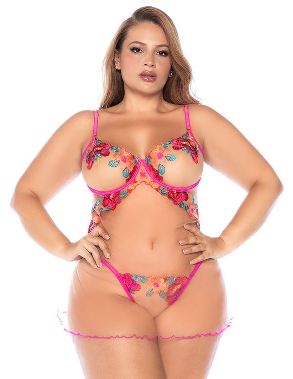 Seductive Garden Plus Size Babydoll default view Color: PFL