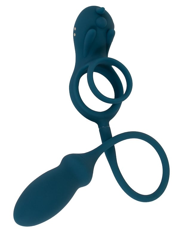 lubricante vaginal caliente Levelz Vibrating Silicone Rechargeable Prostate Stimulator with Cock and Ball  Ring – Pleasures & Treasures main image 1