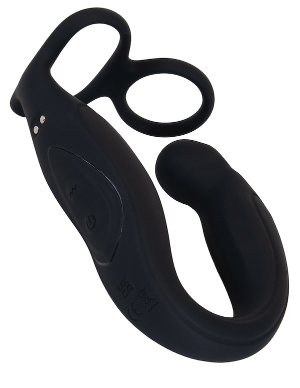 MILK IT - ROTATING PROSTATE MASSAGER WITH COCK & BALL RING ALT1 view Color: BK