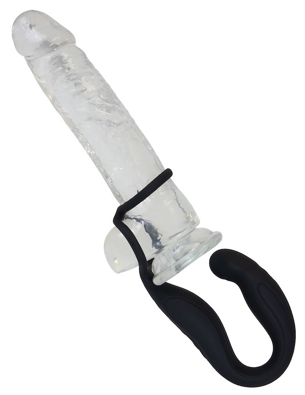 MILK IT - ROTATING PROSTATE MASSAGER WITH COCK & BALL RING ALT2 view Color: BK