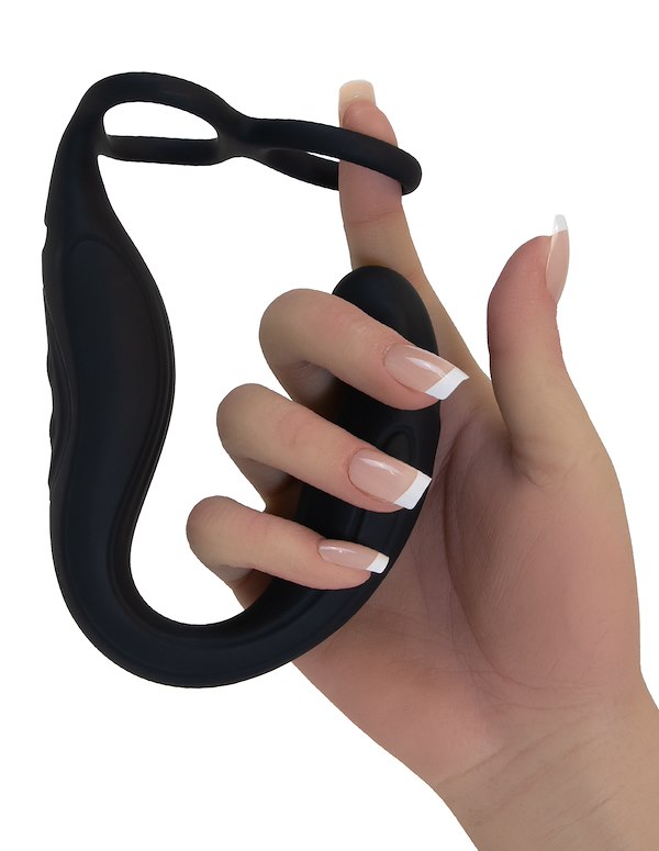 MILK IT - ROTATING PROSTATE MASSAGER WITH COCK & BALL RING ALT3 view Color: BK