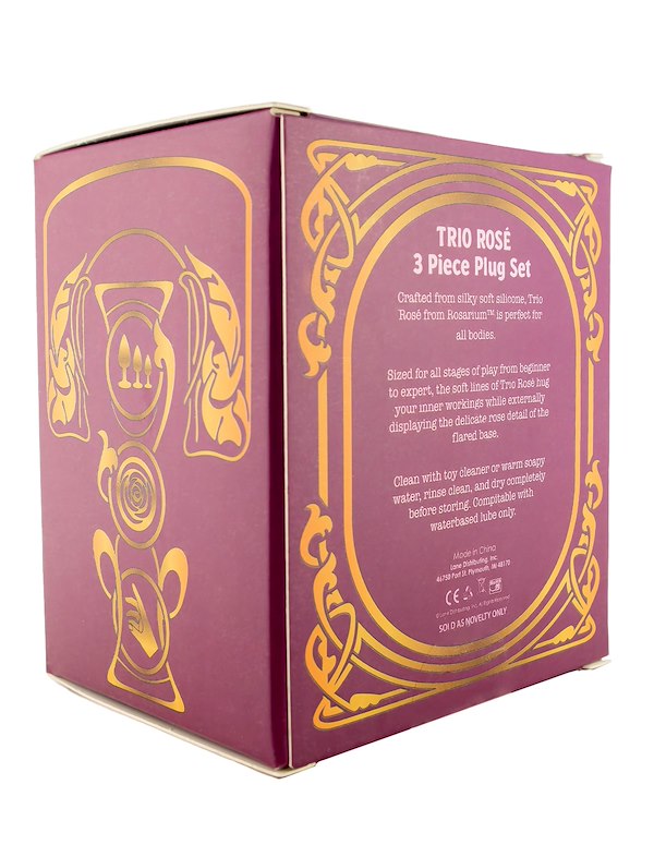 ROSARIUM - TRIO ROSE SILICONE PLUG SET - IMPERFECT BOX alt3 view Color: BK