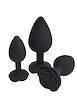 Additional BLACK view of product ROSARIUM - TRIO ROSE SILICONE PLUG SET - IMPERFECT BOX with color code BK