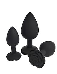 Front view of ROSARIUM - TRIO ROSE SILICONE PLUG SET - IMPERFECT BOX