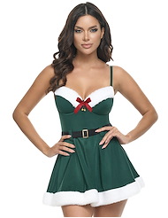 Front view of HOLLY PADDED CUP CHEMISE WITH MARABOU DETAILS