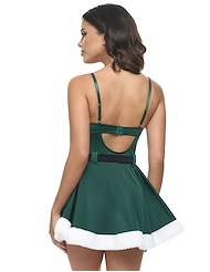 Alternate back view of HOLLY PADDED CUP CHEMISE WITH MARABOU DETAILS