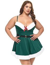 Front view of HOLLY PADDED CUP CHEMISE WITH MARABOU DETAILS