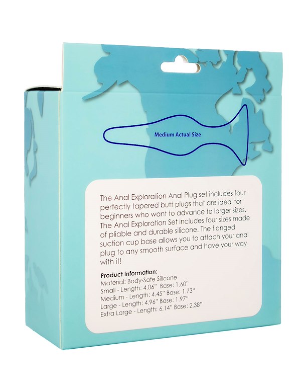 ANAL QUEST - 4-PIECE GRADUATED ANAL PLUG SET - IMPERFECT BOX alt3 view Color: BK
