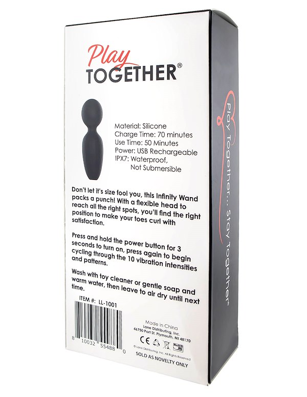 PLAY TOGETHER - INFINITY WAND MASSAGER - IMPERFECT BOX alt3 view Color: BK