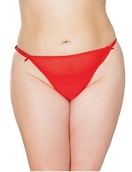 Front view of RUFFLE BACK CROTCHLESS PLUS SIZE PANTY