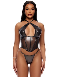 Front view of LIQUID METAL BUSTIER AND PANTY