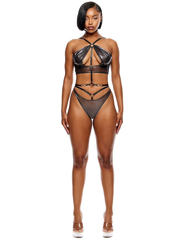 LIQUID METAL BRA AND PANTY ALT2 view Color: GNM