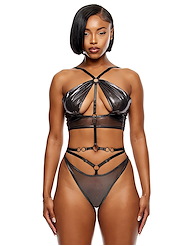 Front view of LIQUID METAL BRA AND PANTY