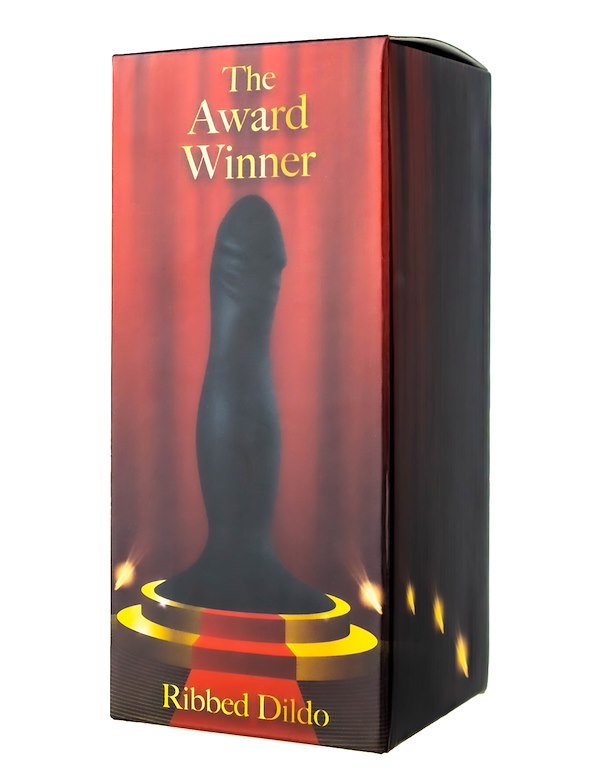 THE AWARD WINNER RIBBED DILDO - IMPERFECT BOX ALT2 view Color: BK