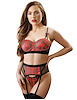 Additional RED PLAID view of product SOPHIE PLAID 3PC BRA AND GARTERBELT WITH G-STRING with color code RPD