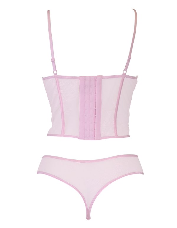 SHOWGIRL SHEER LACE TOP AND PANTY SET ALT2 view Color: PK
