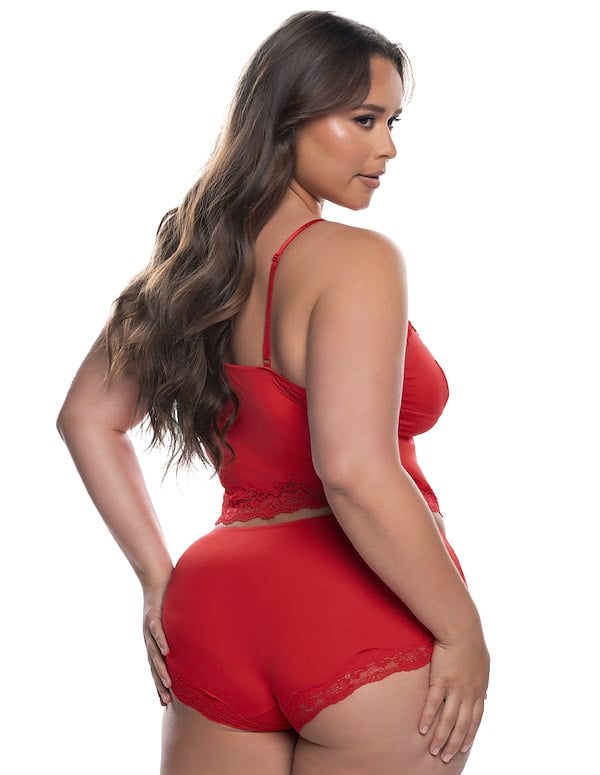SO SOFT PLUS SIZE LOUNGE CAMI AND SHORT SET ALT1 view Color: RD