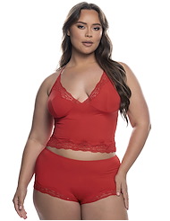 Front view of SO SOFT PLUS SIZE LOUNGE CAMI AND SHORT SET