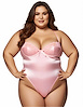 Additional PINK TULLE view of product SATIN SHOW OFF PLUS SIZE TEDDY with color code PK