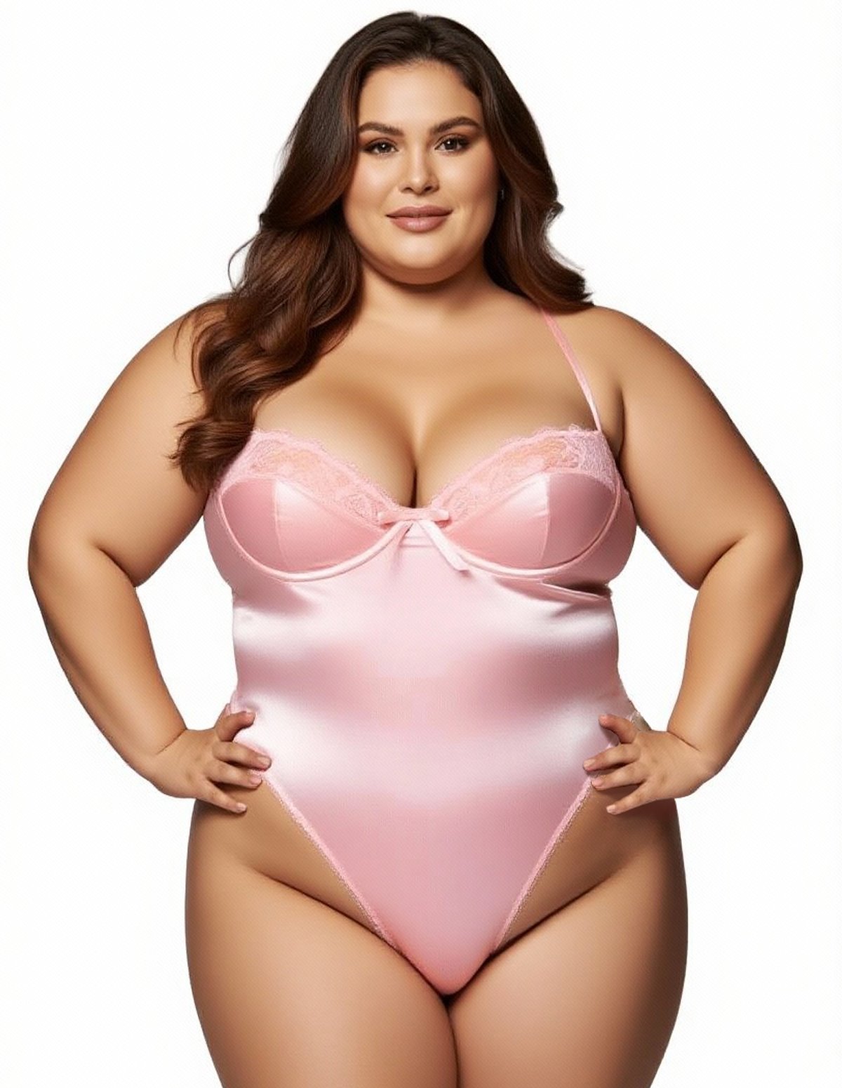 alternate image for SATIN SHOW OFF PLUS SIZE TEDDY
