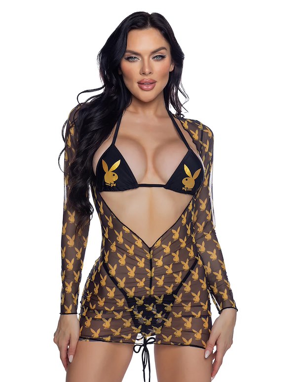 PLAYBOY BUNNY COVER-UP DRESS ALT2 view Color: BKG