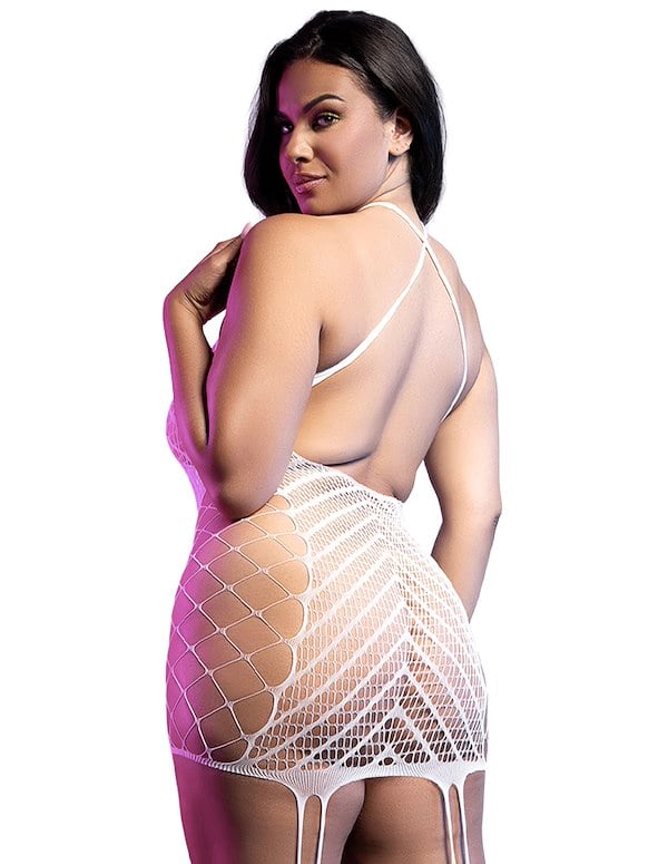 METAMORPHIC GLOW PLUS SIZE BODYSTOCKING DRESS ALT1 view Color: WH