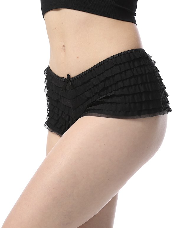 RUFFLE PANTY WITH BOW ALT2 view Color: BK