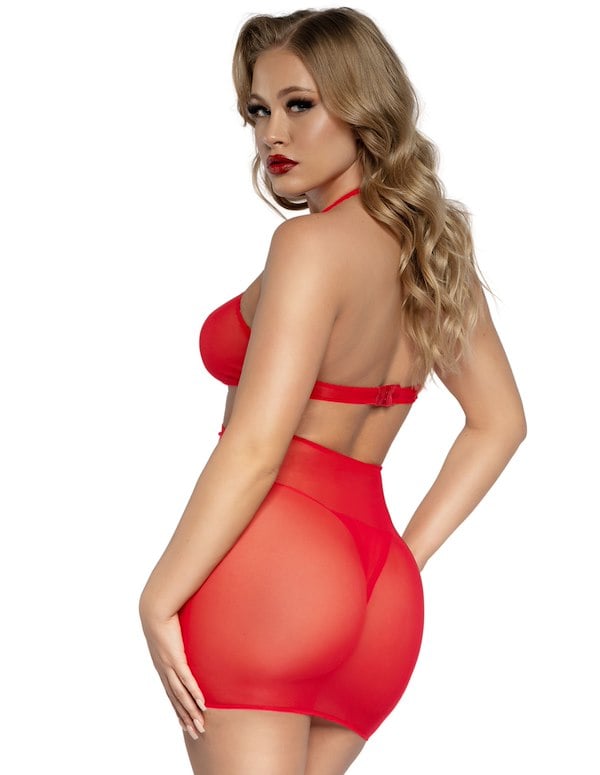 MIRANDA MESH DRESS WITH HEART DETAIL ALT1 view Color: RD