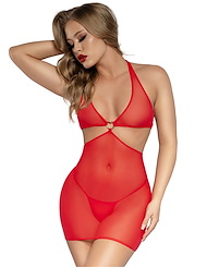 Front view of MIRANDA MESH DRESS WITH HEART DETAIL