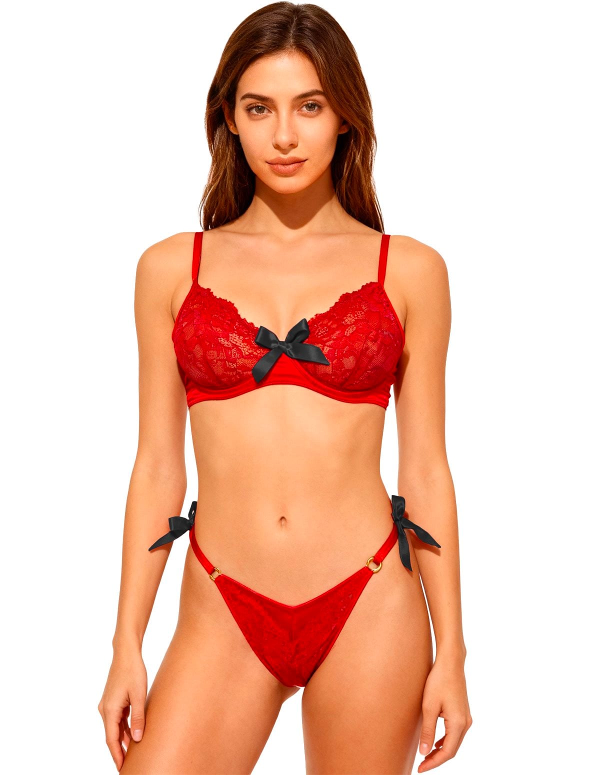 alternate image for LACE AND BOW BRA AND PANTY SET