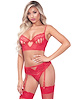 Additional RED view of product TIDE OF PASSION BRA AND GARTER PANTY SET with color code RD