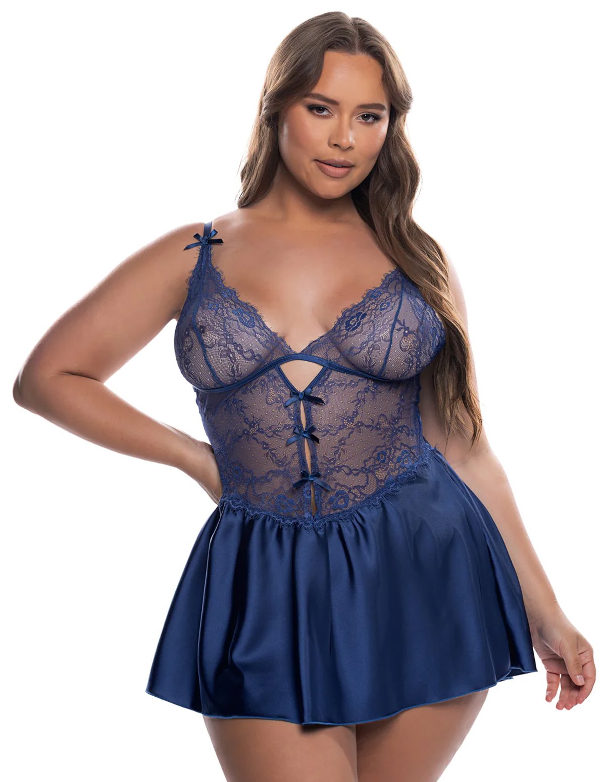 alternate image for PARADISE DREAM NAVY PLUS SIZE BABYDOLL