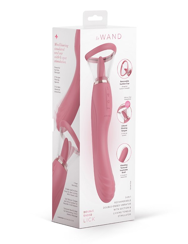 LE WAND LICK - LICKING TONGUE DOUBLE ENDED VIBRATOR ALT7 view Color: PK