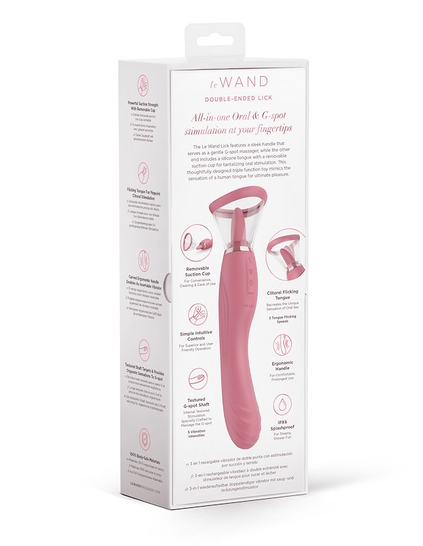 LE WAND LICK - LICKING TONGUE DOUBLE ENDED VIBRATOR ALT8 view Color: PK