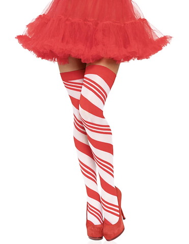 CANDY CANE STRIPED THIGH HIGHS - 6628-04054