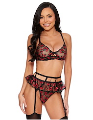 Front view of ROSES ARE FOREVER 3PC SET