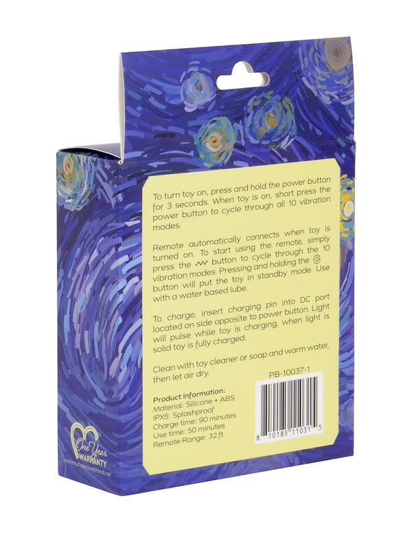 STARRY NIGHTS - VIBRATING RABBIT COCK AND BALL RING W/ REMOTE ALT8 view Color: BKG