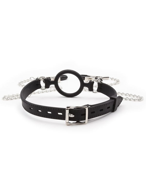 KINK & CONSENT - SILICONE SPIT RING & NIPPLE CLAMPS ALT2 view Color: BK