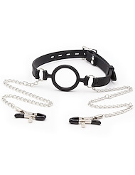 Alternate front view of KINK & CONSENT - SILICONE SPIT RING & NIPPLE CLAMPS