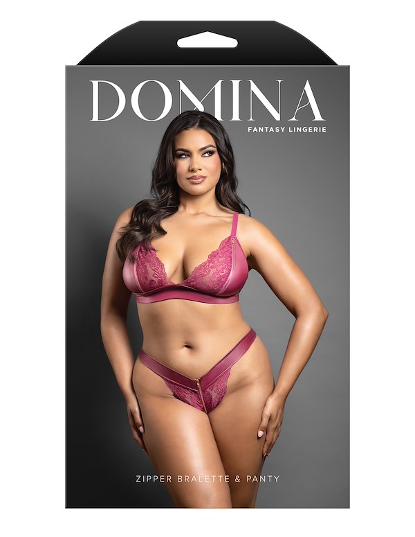 REVEL PLUS SIZE BRALETTE AND PANTY ALT3 view Color: BRRY