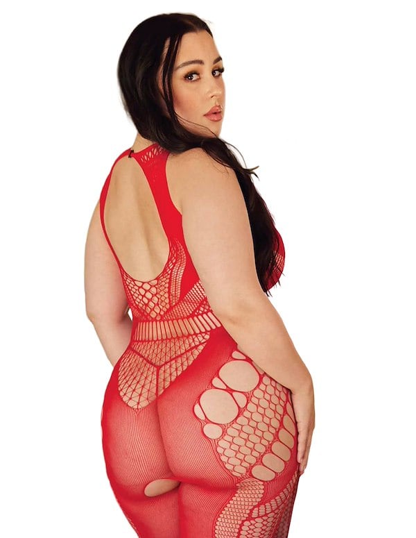 KILLER LEGS ENCHANTING DELIGHT CROTCHLESS BODYSTOCKING W/ THONG ALT1 view Color: RD