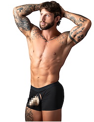 Front view of OPEN ENDED SHORT WITH OPEN FRONT ELASTIC COCK RING