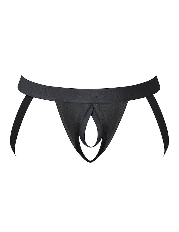 OPEN BACK JOCK WITH OPEN FRONT ELASTIC COCK RING ALT2 view Color: BK
