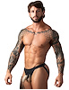 Additional BLACK view of product OPEN BACK JOCK WITH OPEN FRONT ELASTIC COCK RING with color code BK