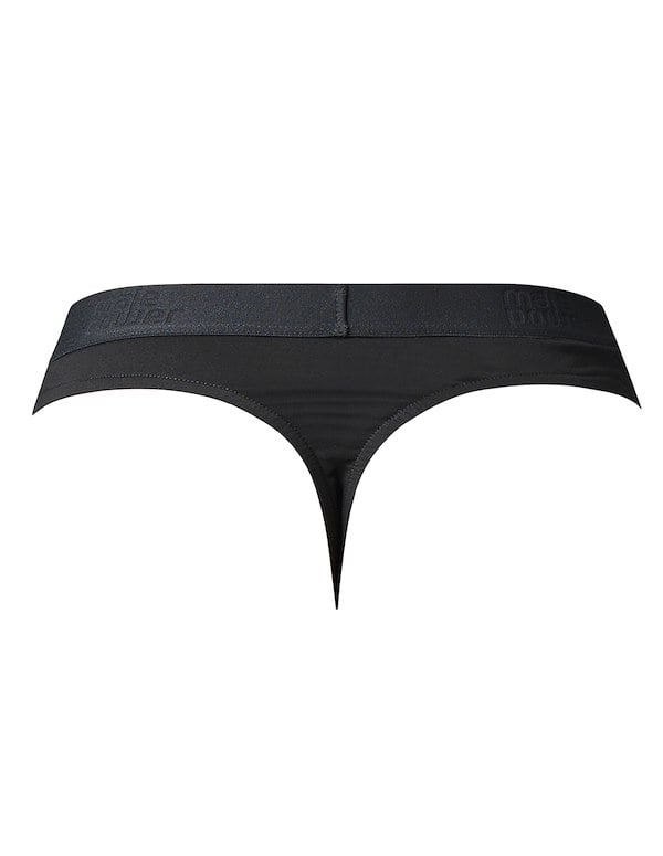 OPEN ENDED THONG WITH OPEN FRONT ELASTIC COCK RING ALT3 view Color: BK