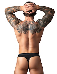 Alternate back view of OPEN ENDED THONG WITH OPEN FRONT ELASTIC COCK RING