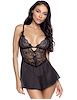 Additional BLACK view of product PARADISE DREAMS TULLE BLACK BABYDOLL with color code BK