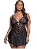 Additional BLACK view of product PARADISE DREAMS BLACK TULLE PLUS SIZE BABYDOLL with color code BK