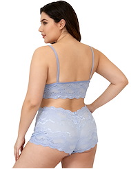 Alternate back view of PLUS SIZE LACE BRALETTE AND PANTY SET