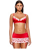 Additional PINK/RED view of product LIPS LIKE BUTTER SATIN BRA AND GARTER SKIRT SET with color code PNKRD